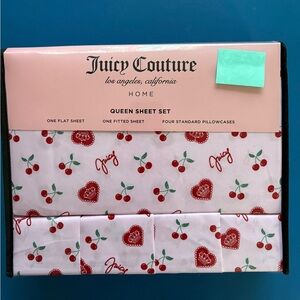 Juicy Couture Cherry Crown Heart Pink 6 PC Queen Sheet Set